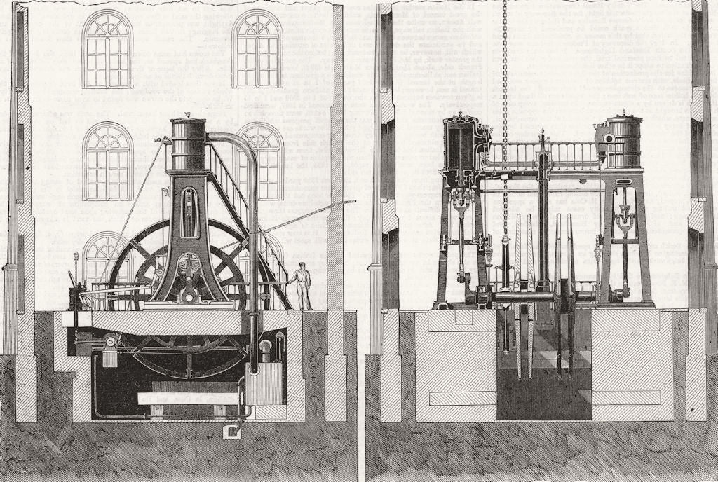 MINING. Colliery winding-engines 1867 old antique vintage print picture